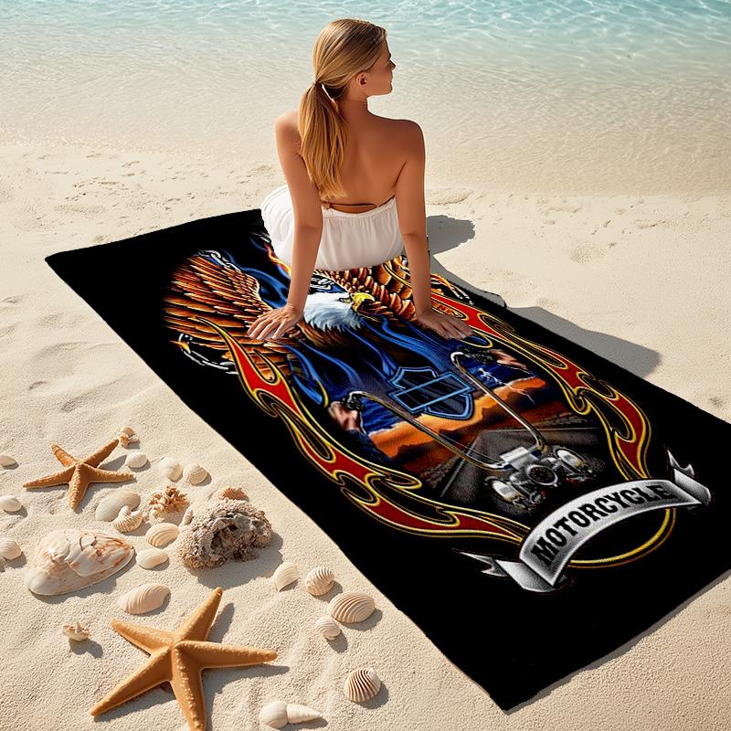Gang Motorcycle enthusiasts Hells Angels Motorcycle Club beach towel outdoor camping vacation swimming beach towel outdoor absorbent bath towel Y8