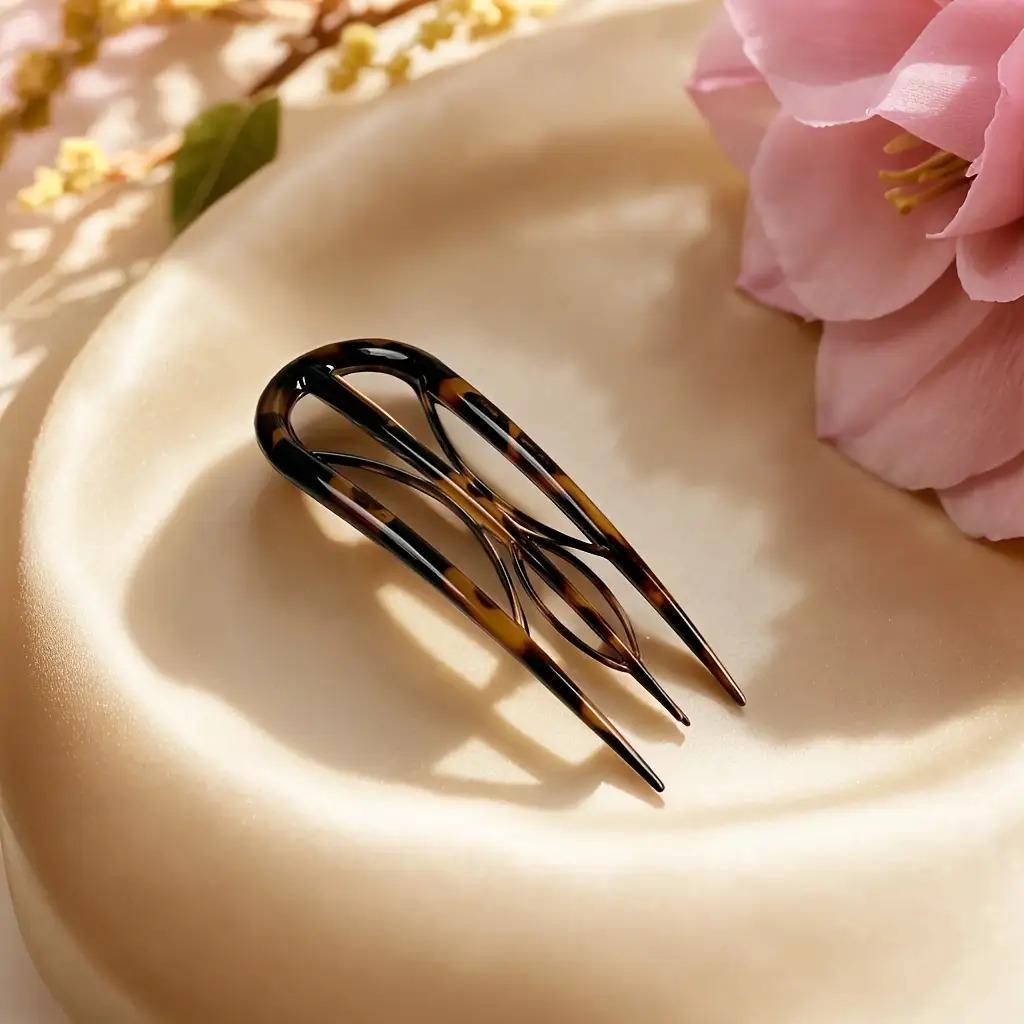 Crystal U-Shaped Hairpins, Elegant And Easy Oval Leopard Print Hair Additions, Suitable for Valentine'S Day
