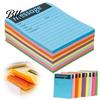 Removable Index Tabs Fluorescent Horizontal Line Sticky Notepad, Strong Adhesive Memo Portable Journal Labels Pad, Multi-color Lined Paper for
