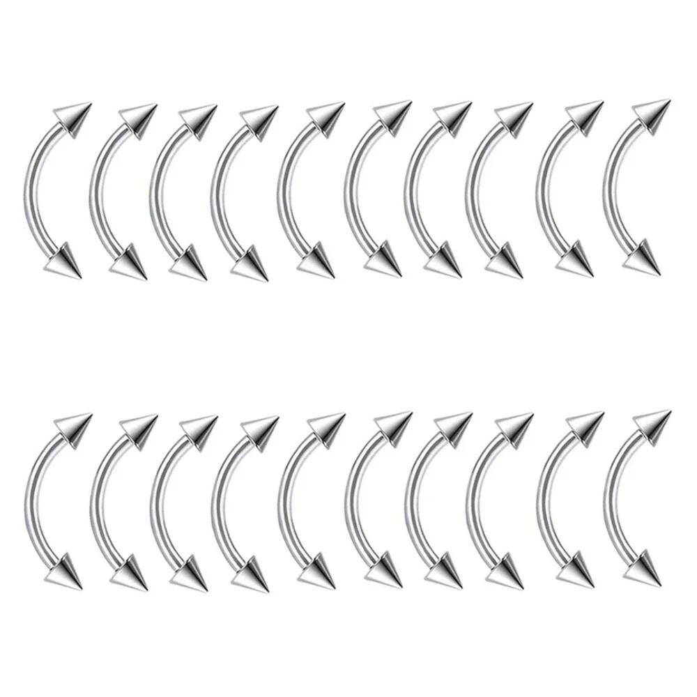 Hurtowe 6mm - 14mm Stal Chirurgiczna Zakrzywiony Sztanga Pierścień do Brwi 3mm Kulka Stożek Ucho Piercing Ciała Biżuteria 16G