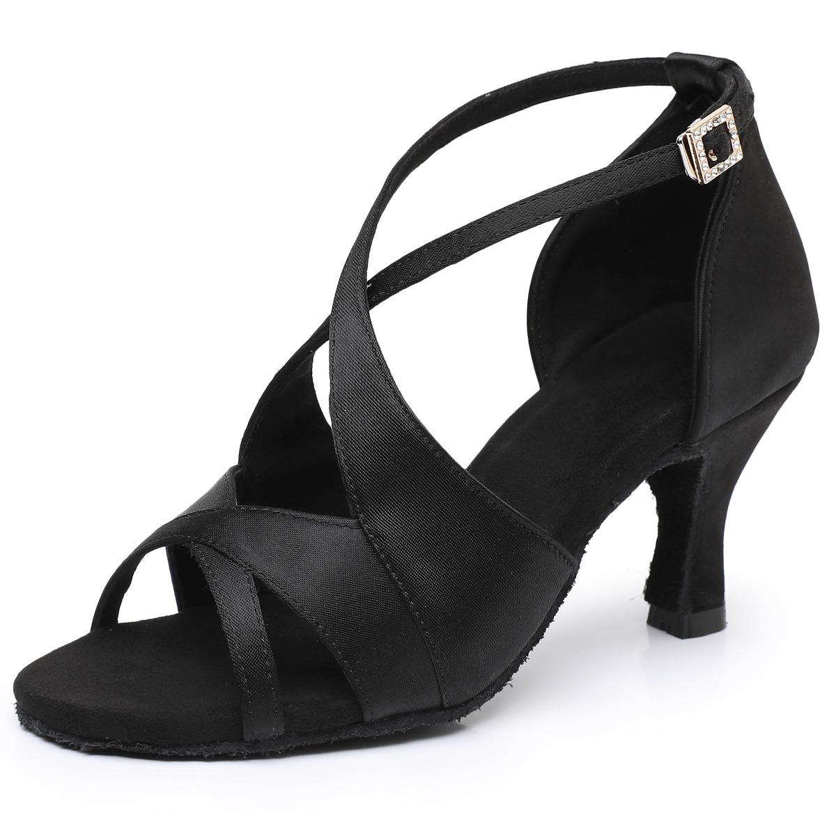 

Latin Suede Dance Shoes for Women,ballroom,jazz Salsa Dance Shoes for Ladies,new Rhinestone Buckle,soft Sole,brown,black,5cm/7cm 38