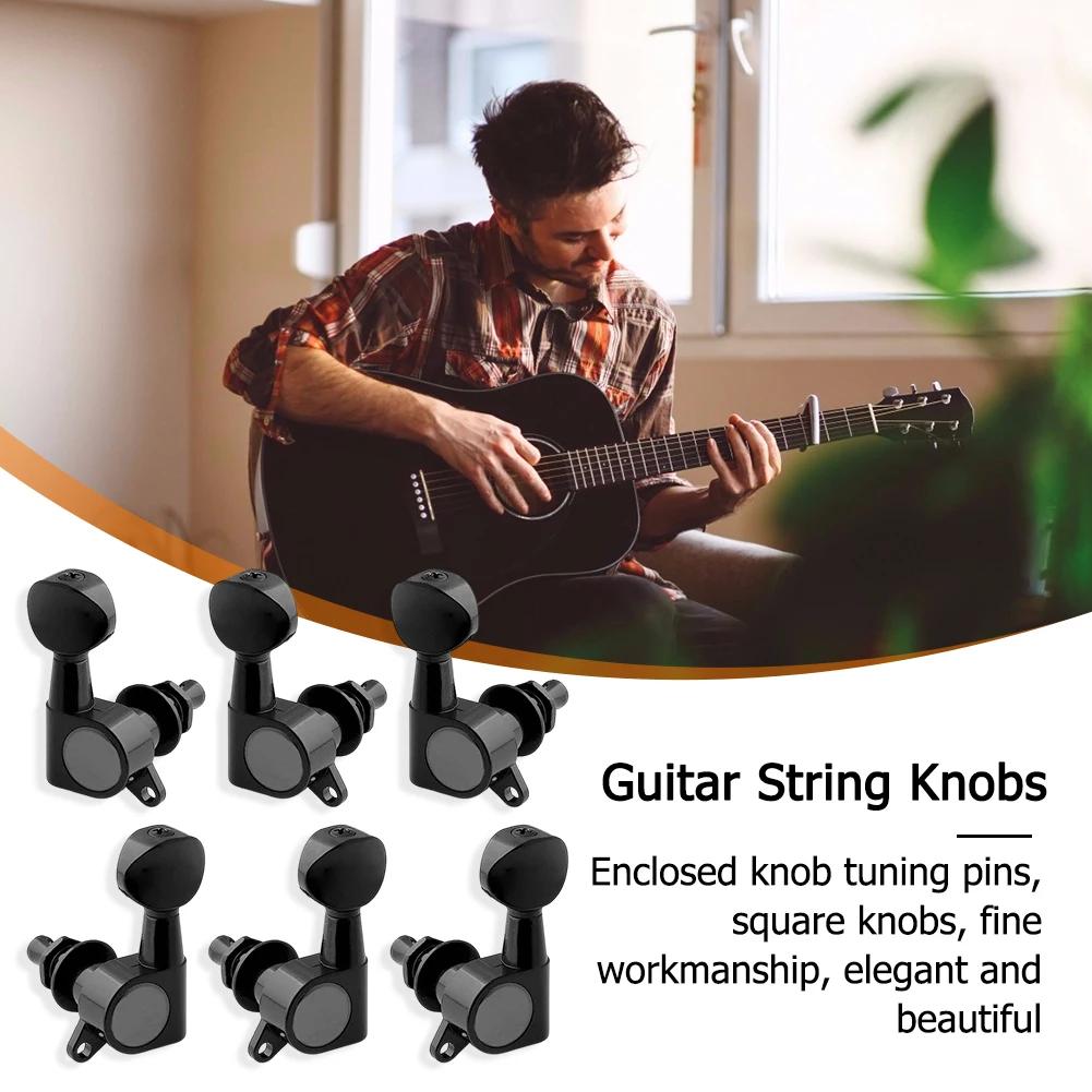6pcs Guitar Tuning Pegs Tuner Machine Heads with Logo Tuning Peg Machine Head Black Guitar Accessories guitar tuning pegs