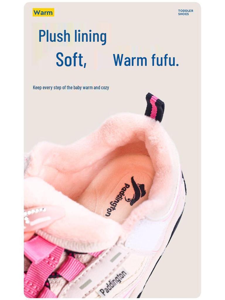 Paddington Bear Toddler Sports Shoes: 2025 Winter Warm Velvet Sneakers for Boys & Girls