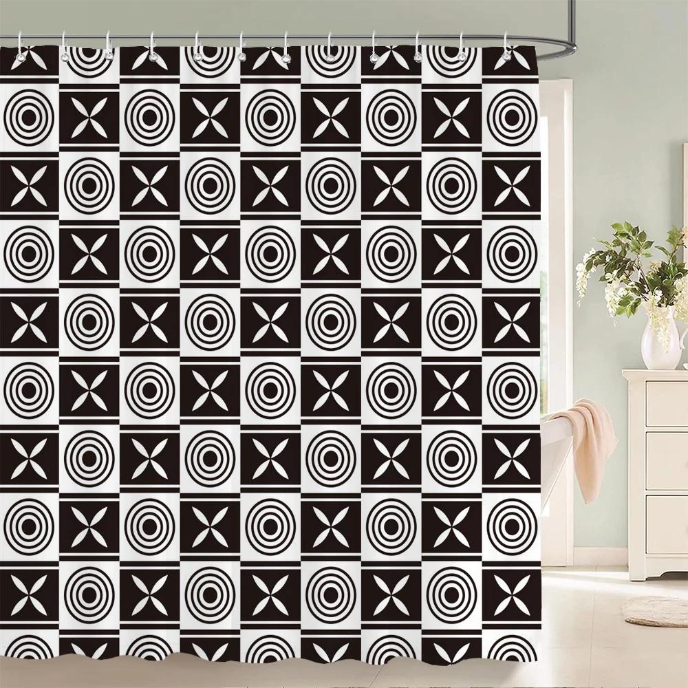 Modern Simple Shower Curtain Nordic Abstract Geometry Shower Curtains Home Bathroom Decor Fabric Bath Curtains With Hooks