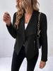 Women's Faux Suede Asymmetrical Lapel Short Jacket with Zip Detail in Brown, Beige, Dark Green & Black