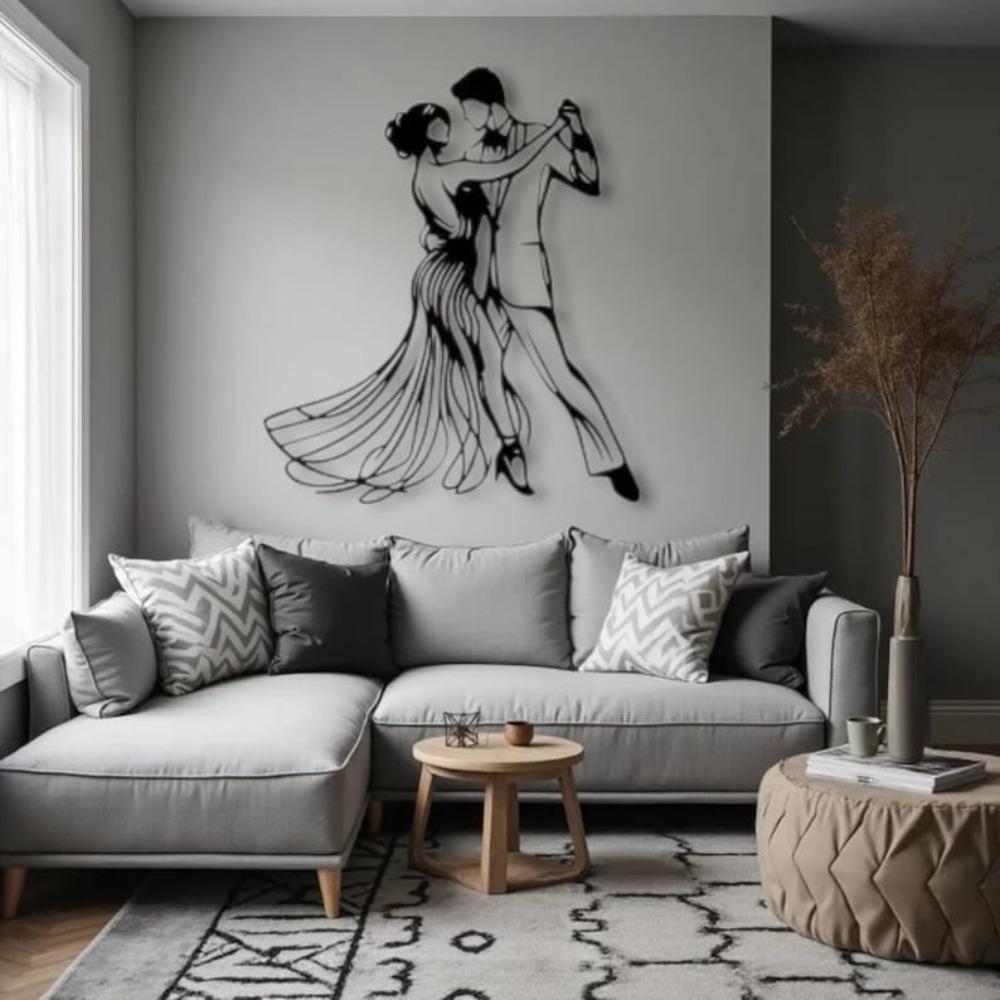 Modern Dance Couple Metal Wall Art Silhouette Tango Dancer Home Decor