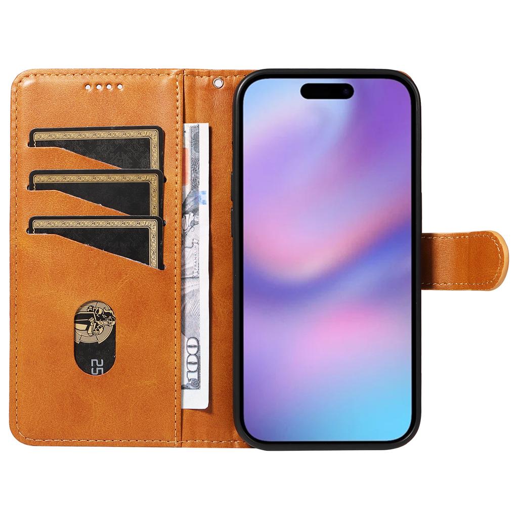 For iPhone 17 Wallet Case T-Shape Lines Leather Phone Cover Stand