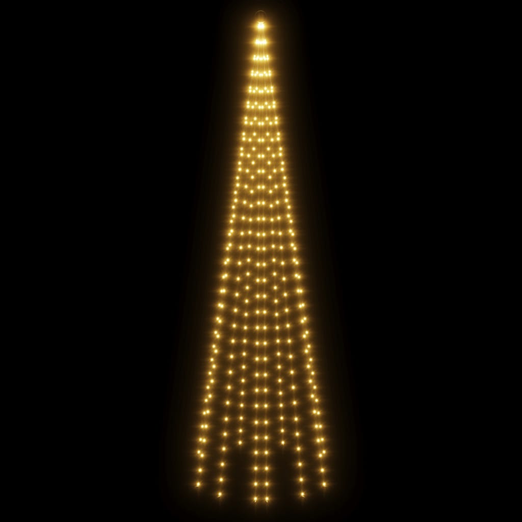LED Christmas Tree for Flagpole Warm White 310 LEDs 300 cm