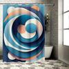 Stylish Abstract Blue White Curved Lines Shower Curtain for Bathroom Decor Modern Art Home Accessories