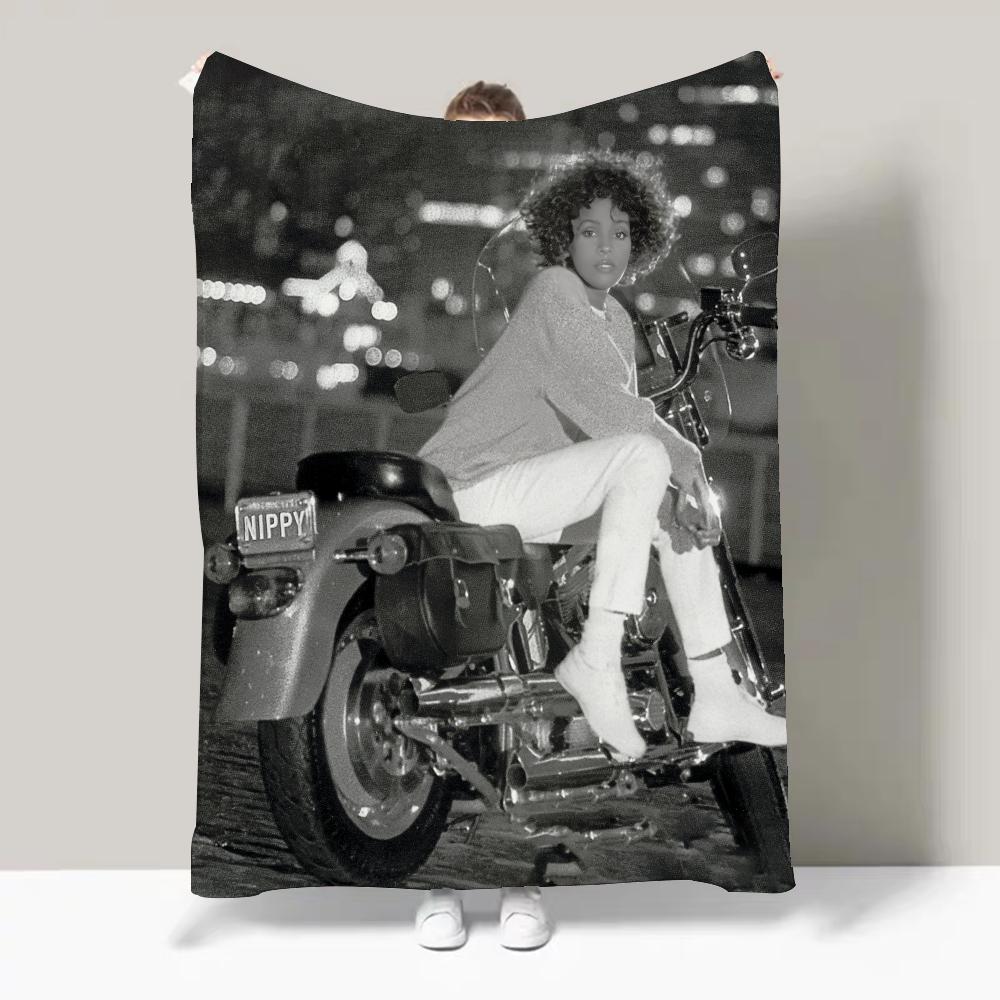 

Singer W-Whitney Houston Blanket Design Lightweight For Dorms, Naps, Living Room, Office,Sofa,All-Season 30x40in