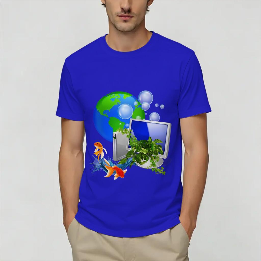 Frutiger Aero World Vaporwave 100 Cotton TShirt For Unisex Summer Vintage T Shirts Crew Neck Leisure Tees Plus Size Printed Tops