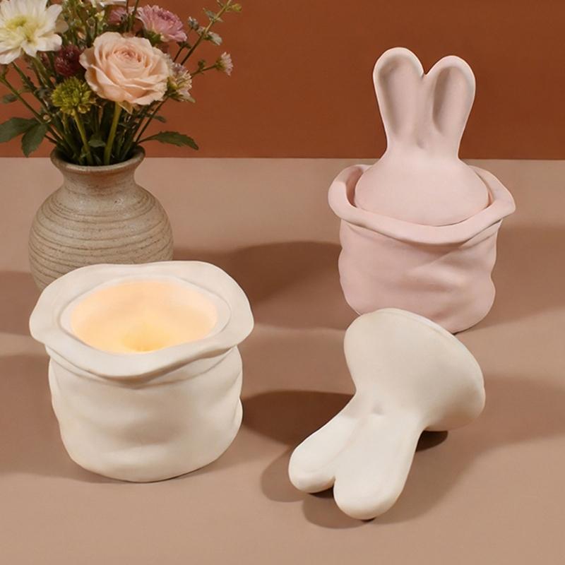 Silicone Craft Mold Rabbits Ear Shape Box Molds for Creating Candle Containers and Organizers Great for Handmade Gifts