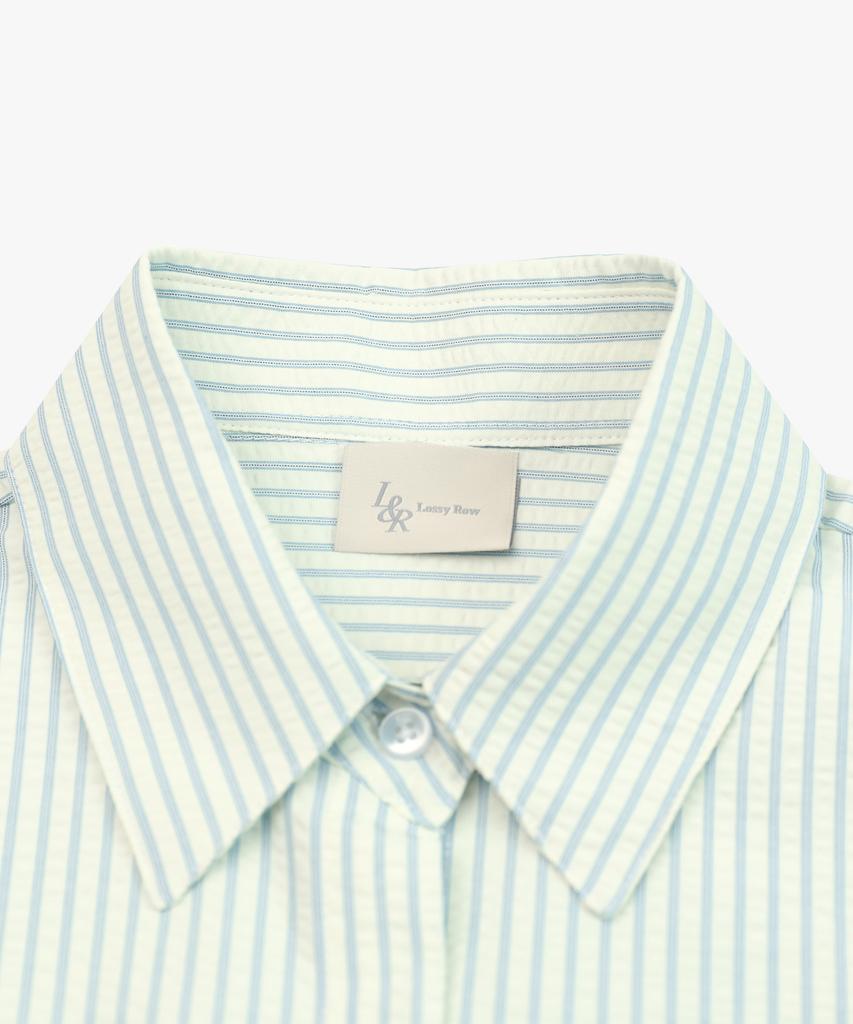 LOSSYROW Seersucker Stripe Shirt Blue