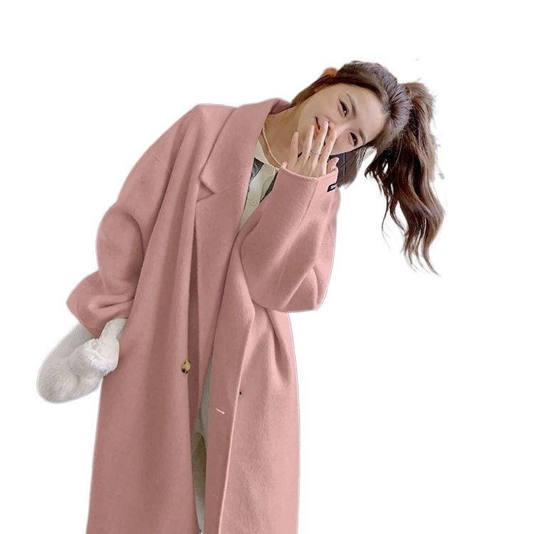 Women's Minimalist Woolen Coat - Double-Faced Cashmere, Long, Thickened, 2025 Autumn/Winter Collection