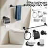6PCS Stainless Steel Bathroom Storage Rack Set Towel Rack Toilet Paper Toilet Cleaning Brush Soap Holder Bathroom Accessory Set