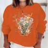 New Flower Hoodies Women Floral Oil Painting Y2K Sudaderas Long Sleeve Round Neck Vintage Boho Wild Flower Woman Sweatshirts