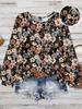 European & American Plus Size Floral Elegant Casual Loose Round Neck Women's Top