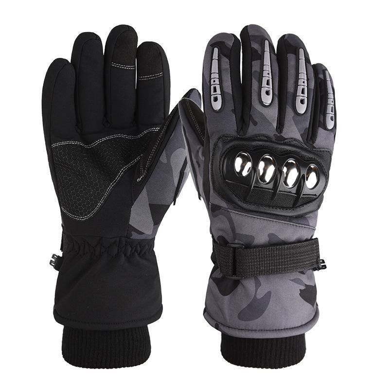 Winter Racing Gloves Men's Plus Velvet Warm Non Slip  Waterproof  Wear Resistant Touch Screen  Anti Fall Protection Motorcycle Motorcycle Riding