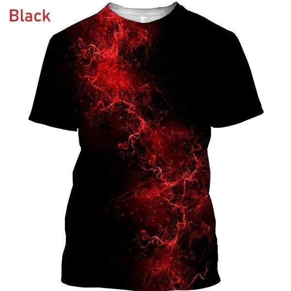 Summer Round Neck 3D Personalized Lightning Print Top Fashionable Casual Short Sleeved Men's T-shirts