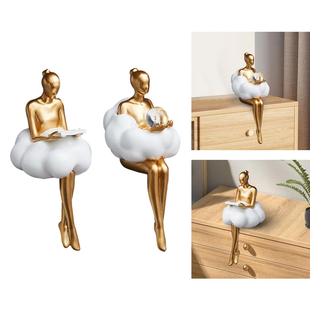 Art Statue Decor Women Christmas Gift Table Centerpiece Character Statue for Living Room Office Shelf Bookshelf Decorations