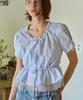 Hauseuobeupondeu Sheer Layered String Half Blouse_Blue