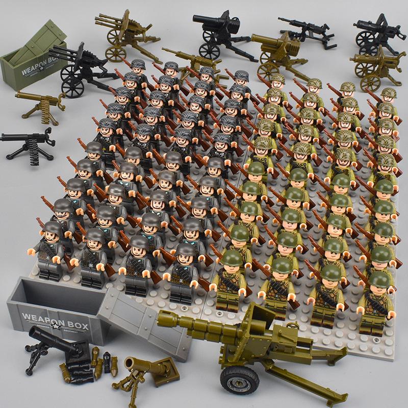 80 pezzi Giocattoli per bambini Soldati della seconda guerra mondiale Blocchi da costruzione Mini Action Figure Giocattoli educativi per ragazzi Regali di compleanno
