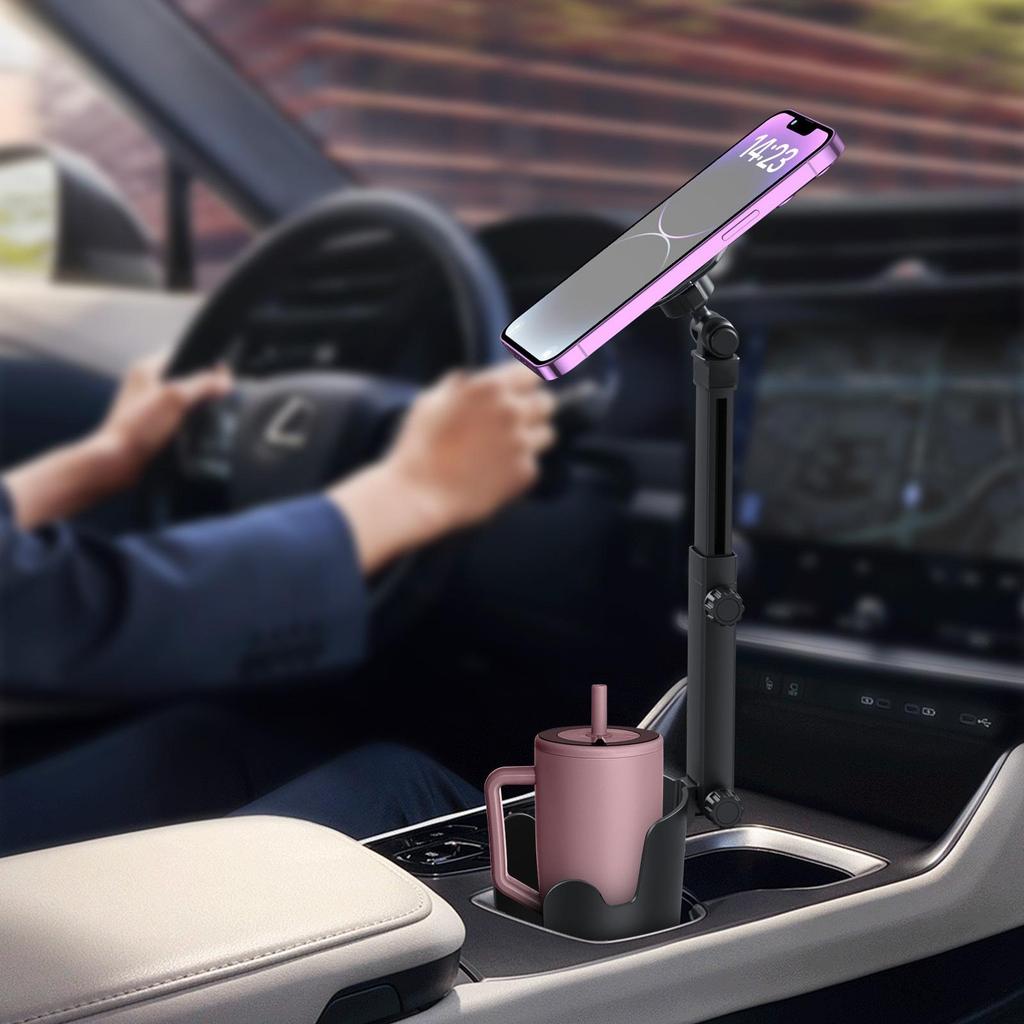 Universal 2-in-1 Magnetic Phone and Drink Holder with Rotating Navigation Mount