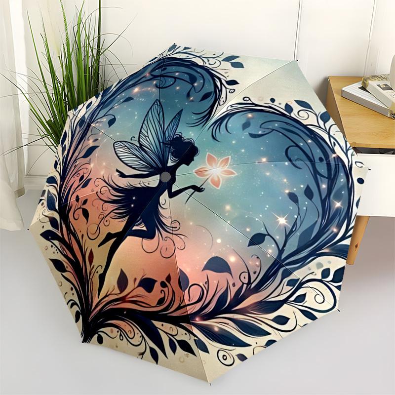 1pc Fairy Fantasy Automatic Folding Umbrella - Compact 8-Rib Design, Durable Plastic & Iron, Lightweight for Outdoor Daily Use121