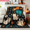 Flannel Blanket 1pc Cute Cats Playing Happily Soft Air Conditioning Blankets Office Sofa Blankets Nap Blankets Camping Blankets Pe