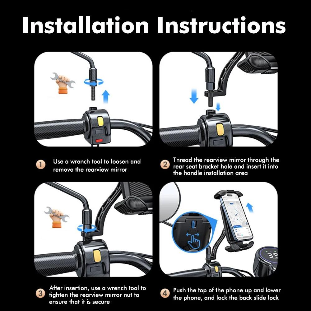 Bicycle Phone Holder Bike Mount 4.7-6.8 Inch Shockproof 360° Rotate Bike Motocycle Bike Phone Holder Cycling Phone Stand Bracket