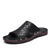 Fashion Simple Slip on Slippers New Genuine Leather Men Slippers Beach Shoes Men Summer Flat Heels Male Slides Luxury Plus Size 38-48