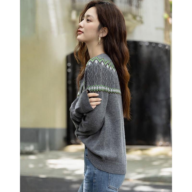 Women's Vintage Jacquard Wool Blend Sweater
