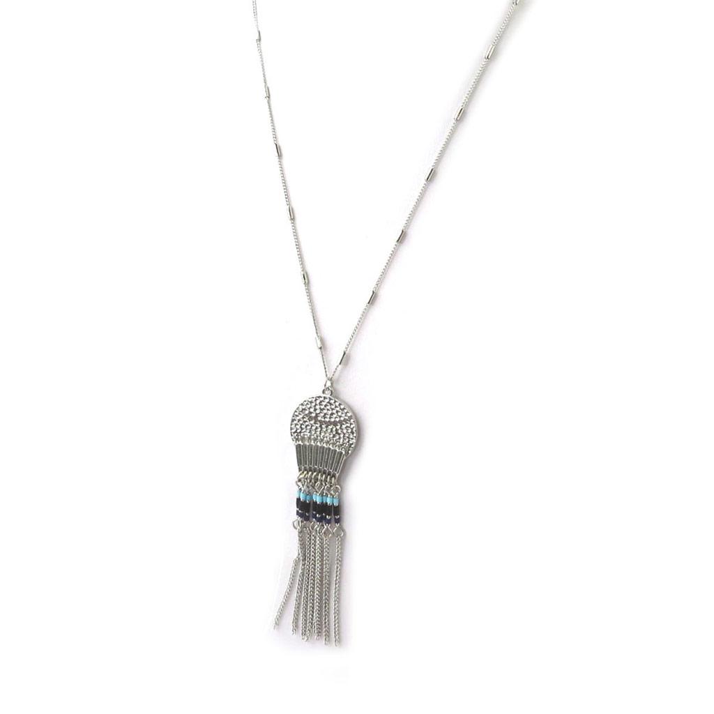 Les Trésors De Lily [N8173] - Silver Turquoise 'Altai' Designer Necklace