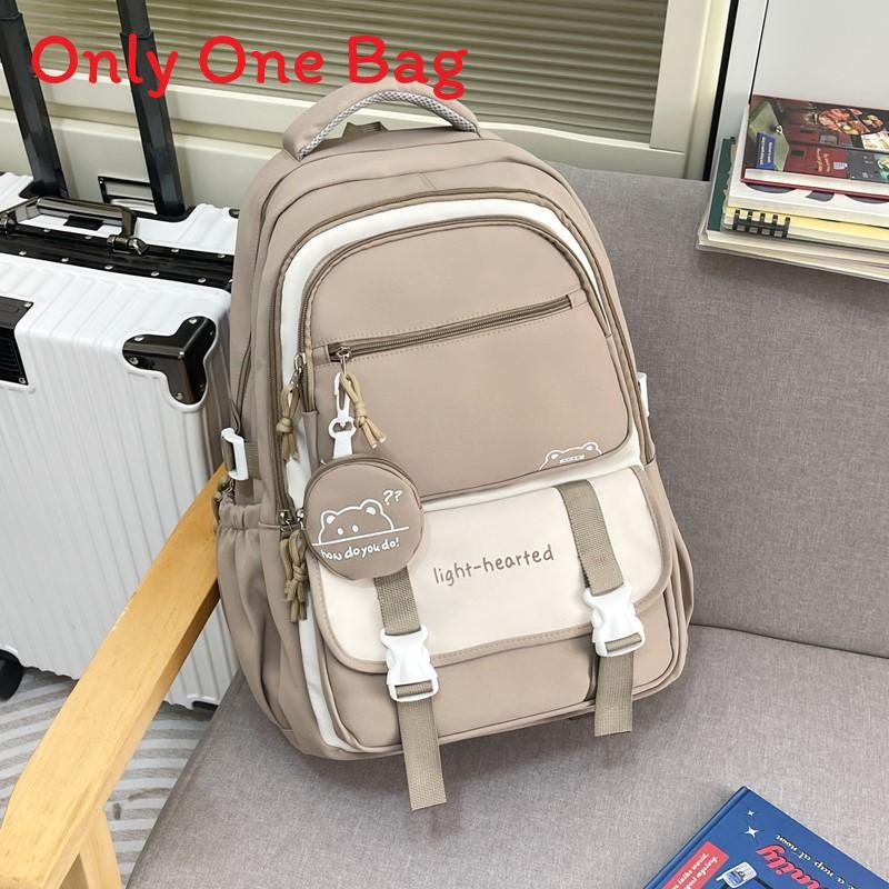 Youthful Candy Color Backpack With Fabric For School And Travel Use