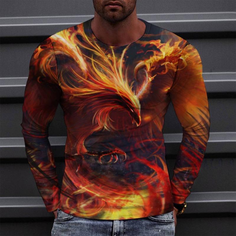 

Весна-Осень 3D цифровая печать Phoenix Flame мужская повседневная свободная футболка с длинным рукавом Pulleys&Long Sleeves мужская 6XL