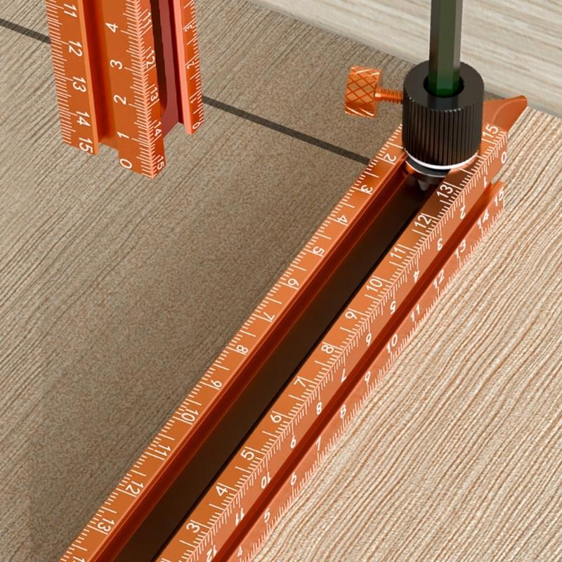 Slide Rails Design Double Head Magnetic Scribing Tool Ruler with 4Sided Clear Scale Marking Tool Portable Guiding Ruler