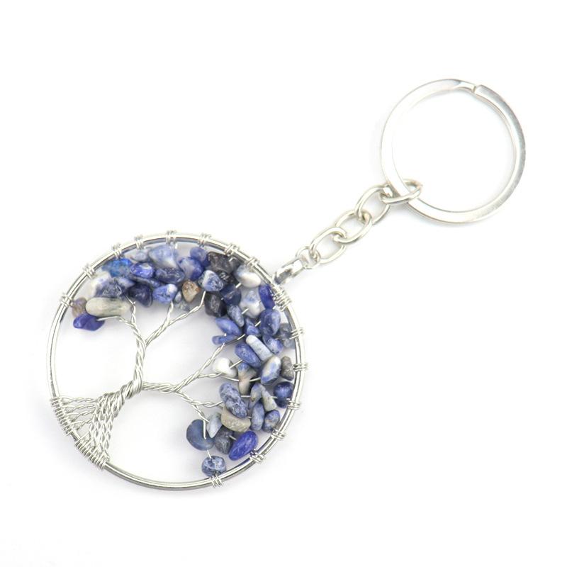 Natural Gravel Crystal Root Tree Tree Of Life Pendant Keychain Bag Pendant Keychain K04
