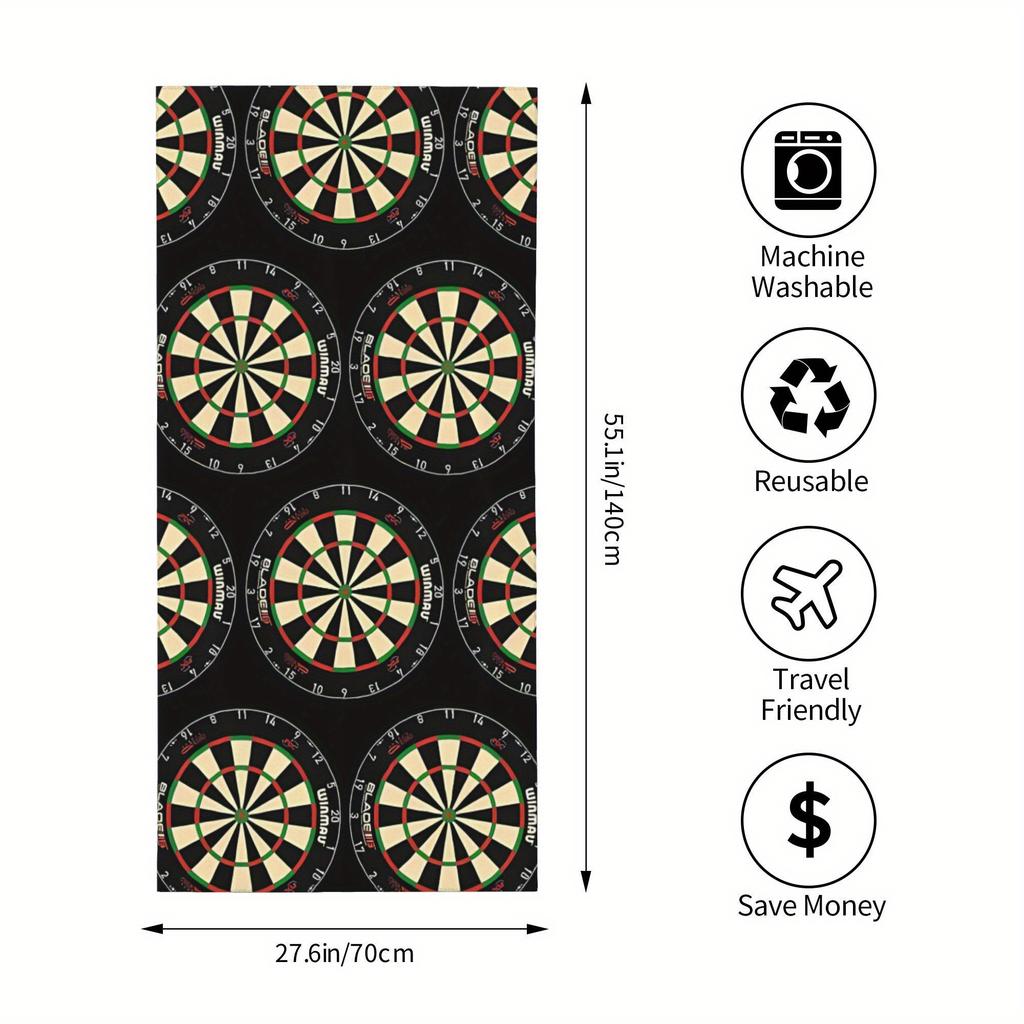 Darts Theme Beach Towel, Bullseye Print Microfiber Quick Dry Soft Lightweight Absorbent for Pool Camping Cruise Gift
