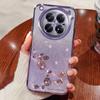 Phone Case For Infinix Zero 40 5G/4G, Flash Pink Flower Transparent Shock Protection Luxury Diamond Shining Protective Cover