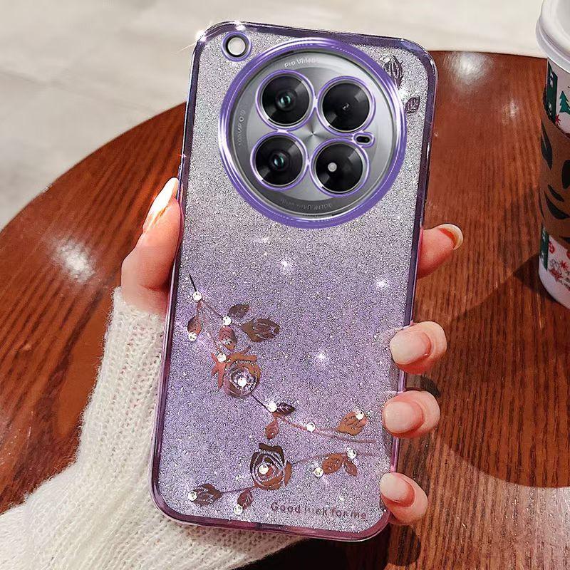 

Чехол для телефона Infinix Zero 40 5G/4G, с розовым цветком, прозрачный, противоударный, роскошный, сияющий, защитный чехол с бриллиантами Infinix Zero 40 5G фиолетовый