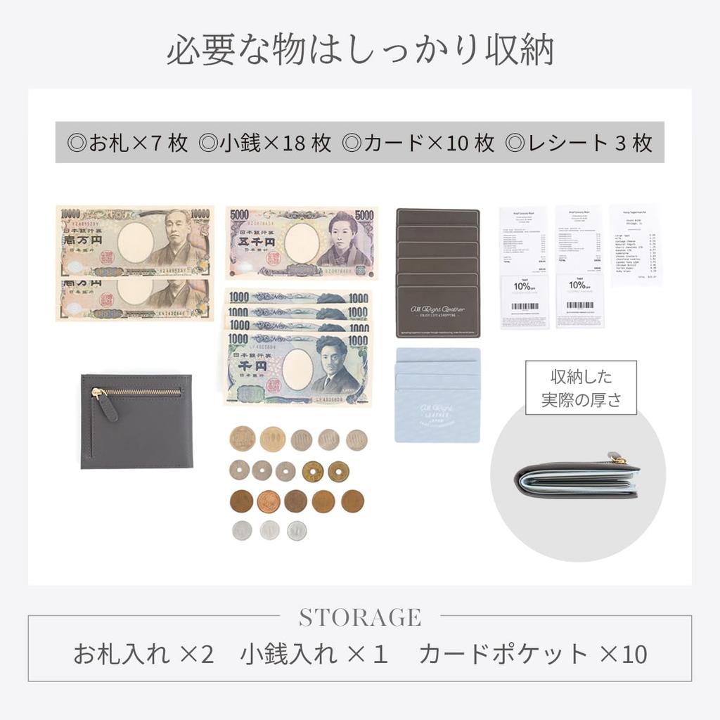 RafiCaro Slim Bifold Wallet for Large Cowhide Popular YKK Mini Olive Women, Capacity, Compact, Slim, Leather, Zipper, Wallet,