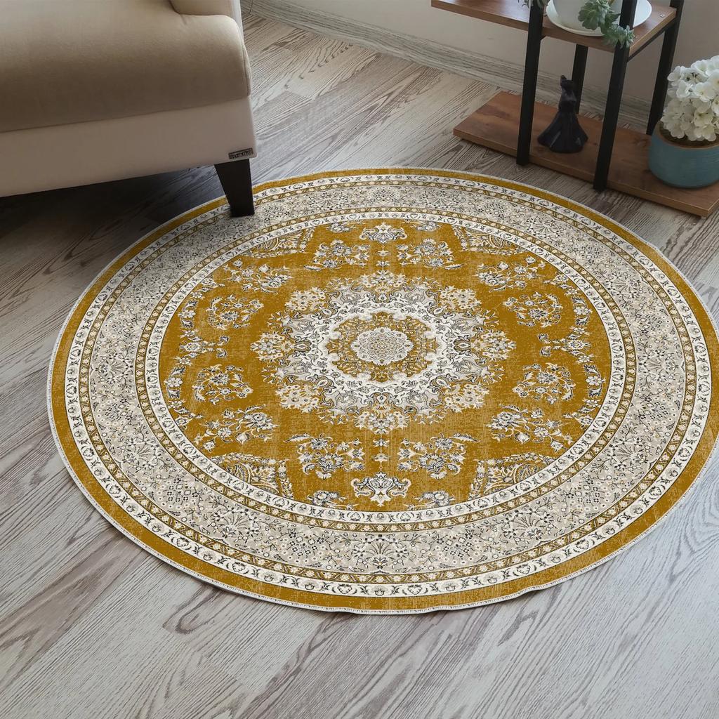 Vintage Bohemian Style Circular Carpet Living Room Bedroom Vintage Ethnic Style Decorative Carpet Home High-end Decorative Rug