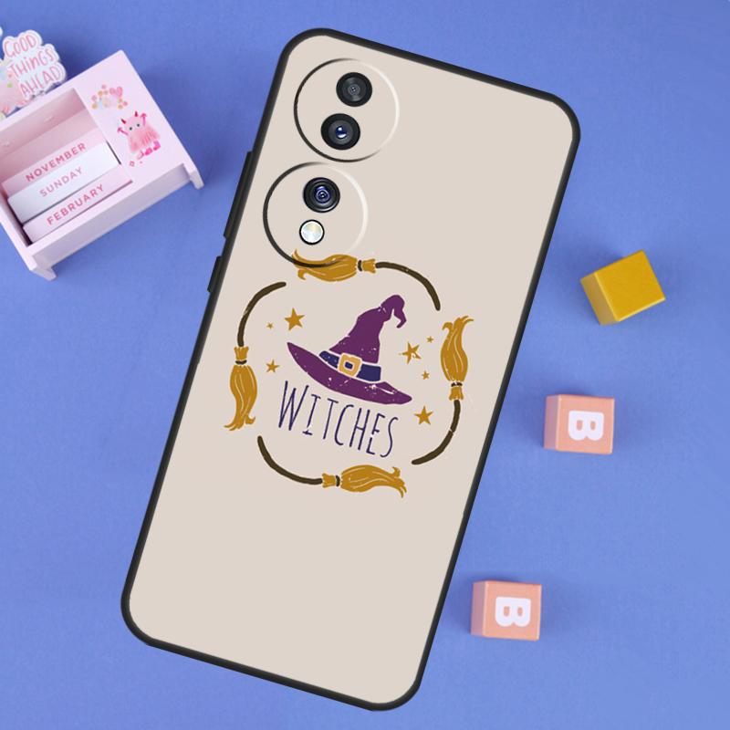 Halloween Witch Cat Case For Honor X9d X9a X9b X9c X8a X8b X8c 200 400 Pro 50 70 90 Magic 7 Lite 5 6 8 Pro Cover
