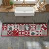 Tapis de cuisine - EDEN - 50 x 120 cm - Motif patchwork - Antidérapant - Rouge