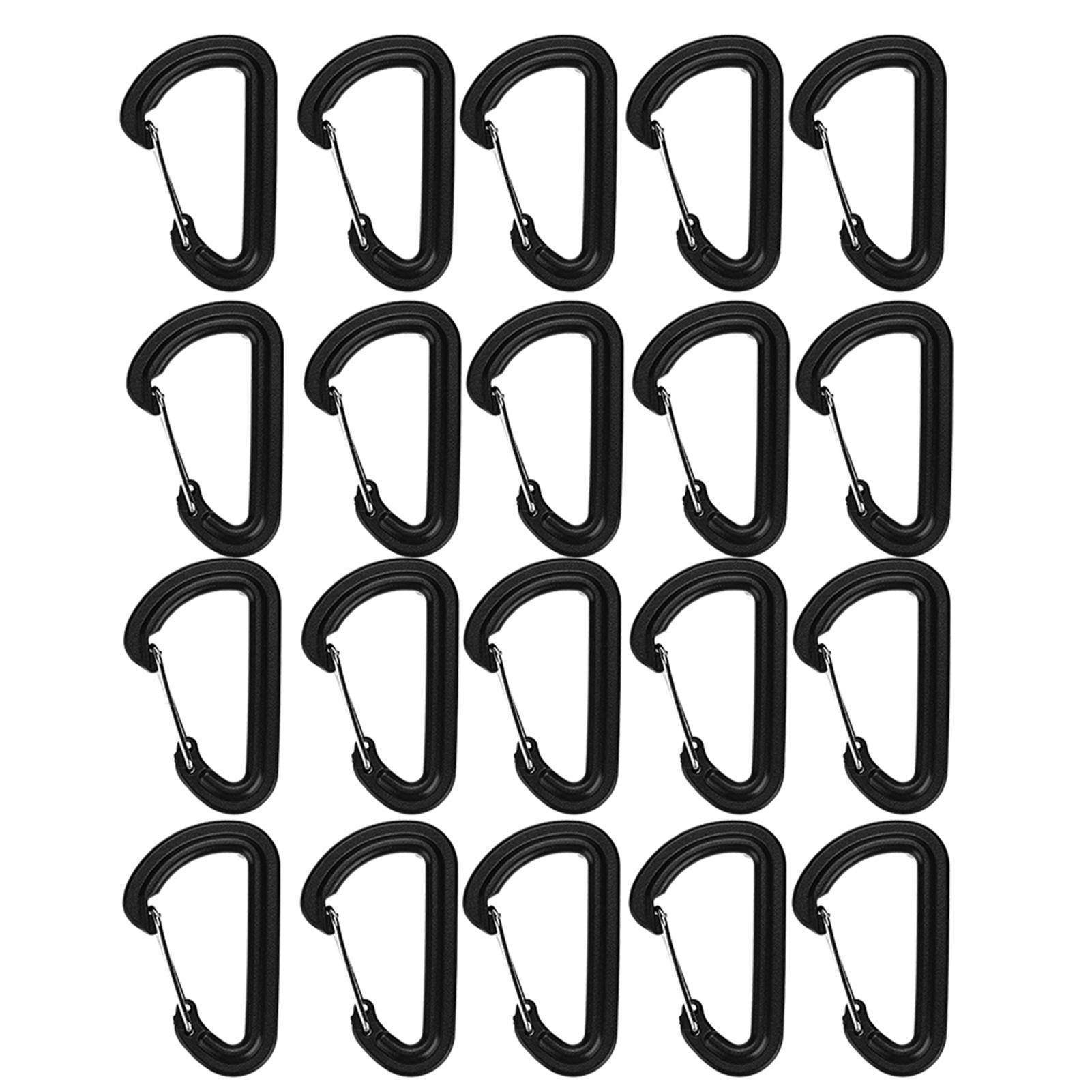 20Pcs Plastic Carabiners, Carabiners Keychain D s Attachment Clips for Backpacking, Hiking