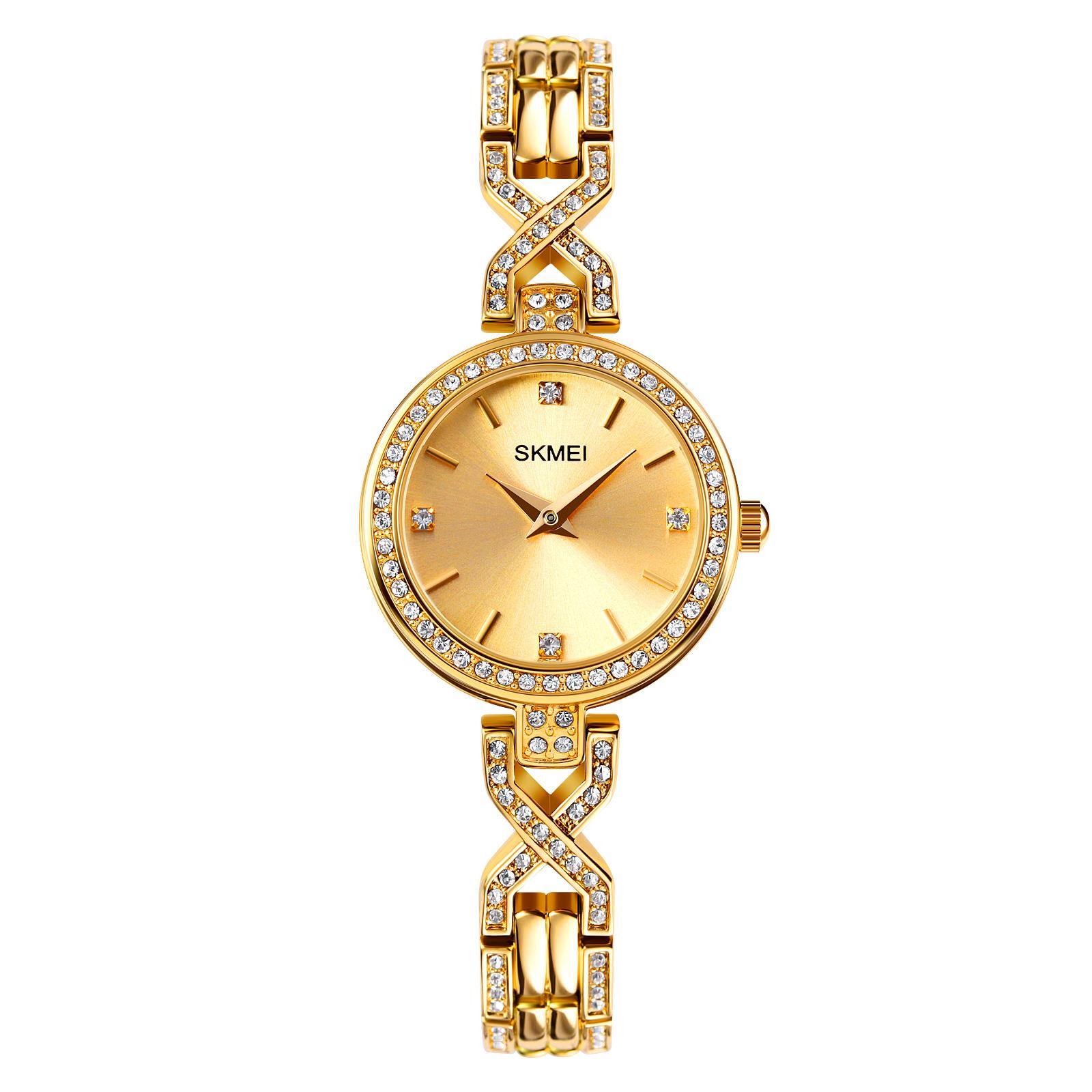 

SKMEI женские часы-браслет модные повседневные роскошные элегантные маленькие изысканные водонепроницаемые кварцевые часы из нержавеющей стали женские часы в корейском стиле золотой