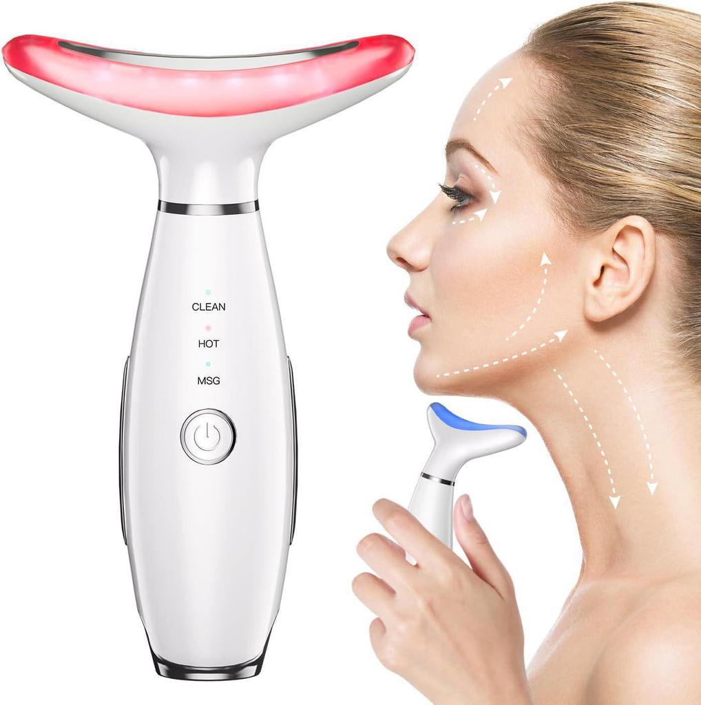 Neck Beauty Device: Anti-Wrinkle Vibration Massager & LED Skin Lifter