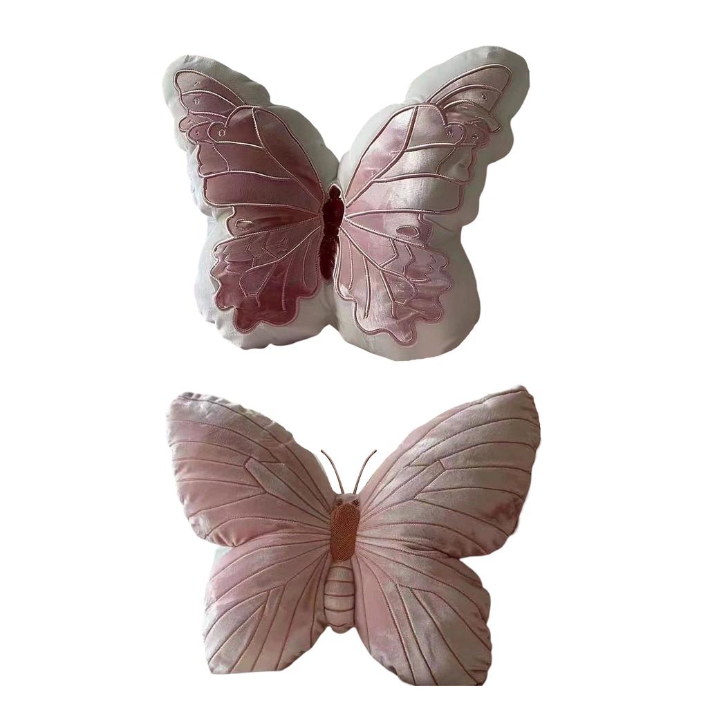 Butterfly Shape Velvets Throw Pillow for Women Girls Stuffed Cushion Pad for Bedroom Living Room Sofa Couch Decoration