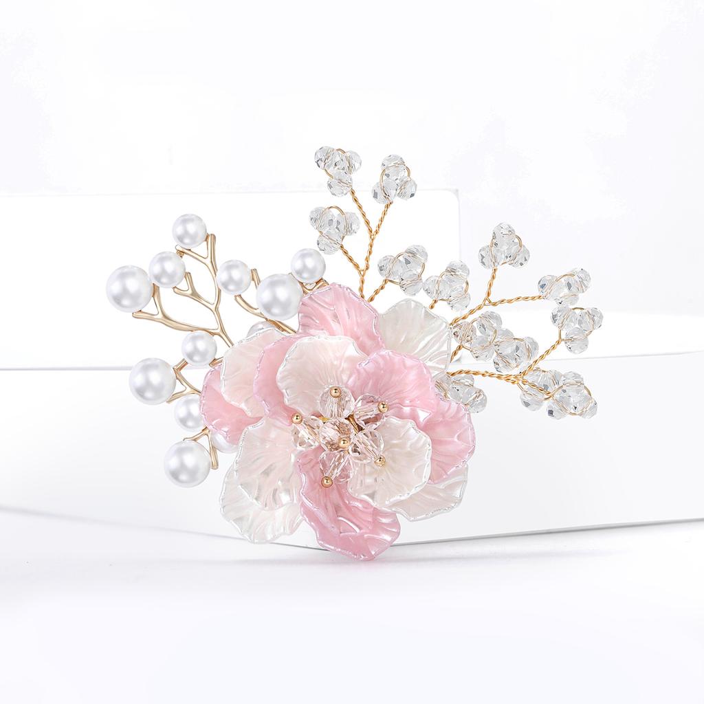 Simulation Pearl Enamel Flower Brooch for Women Unisex Plant Pins Party Accessories Gifts Friends Decoration