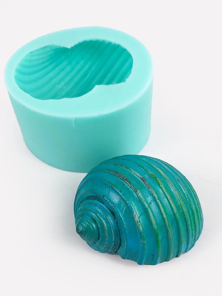 

3D Snail Handmade Soap Mold Silicone Molds Big Conch Form for Cake Decorating Tools синий